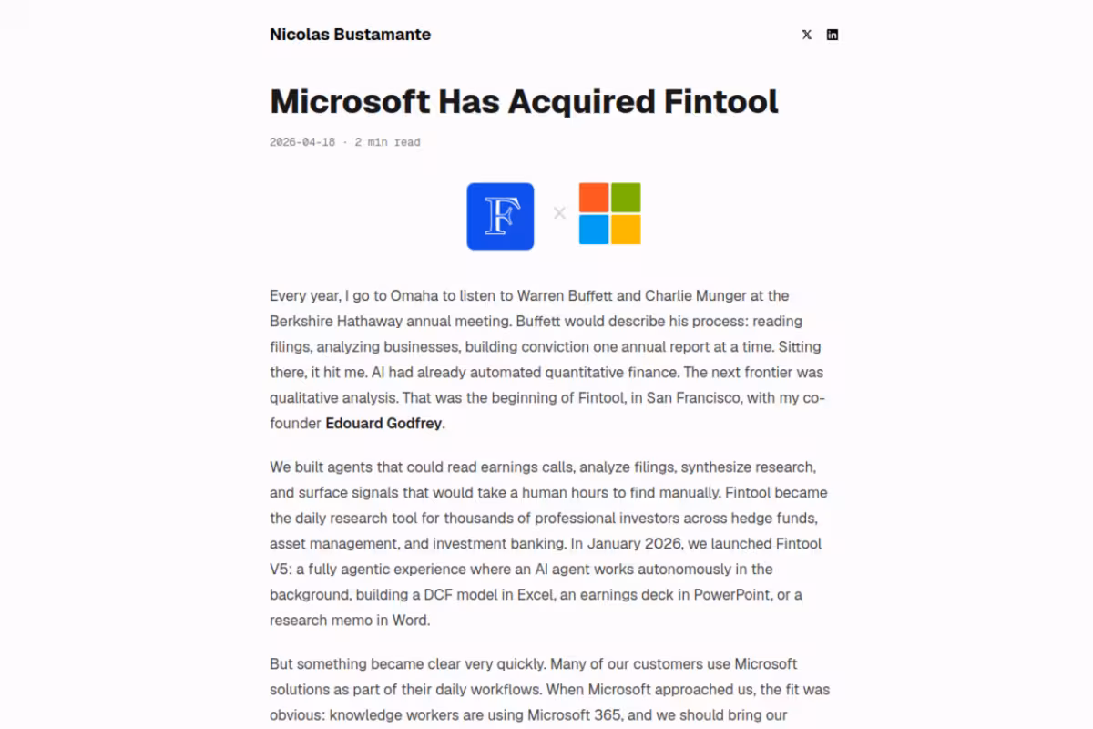 Fintool homepage screenshot
