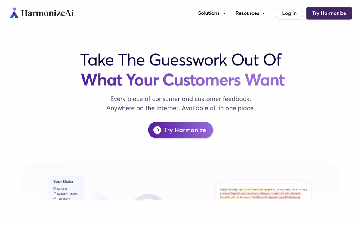 HarmonizeAi homepage screenshot
