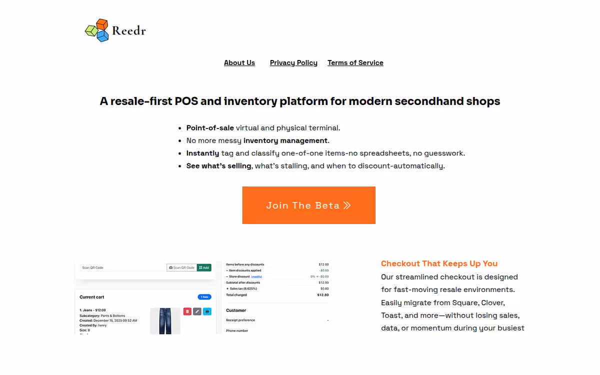 Reedr homepage screenshot