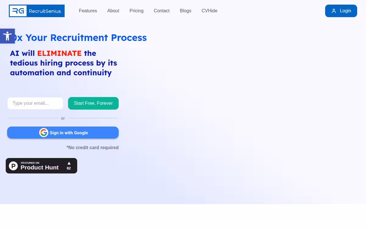 Recruitgenius homepage screenshot
