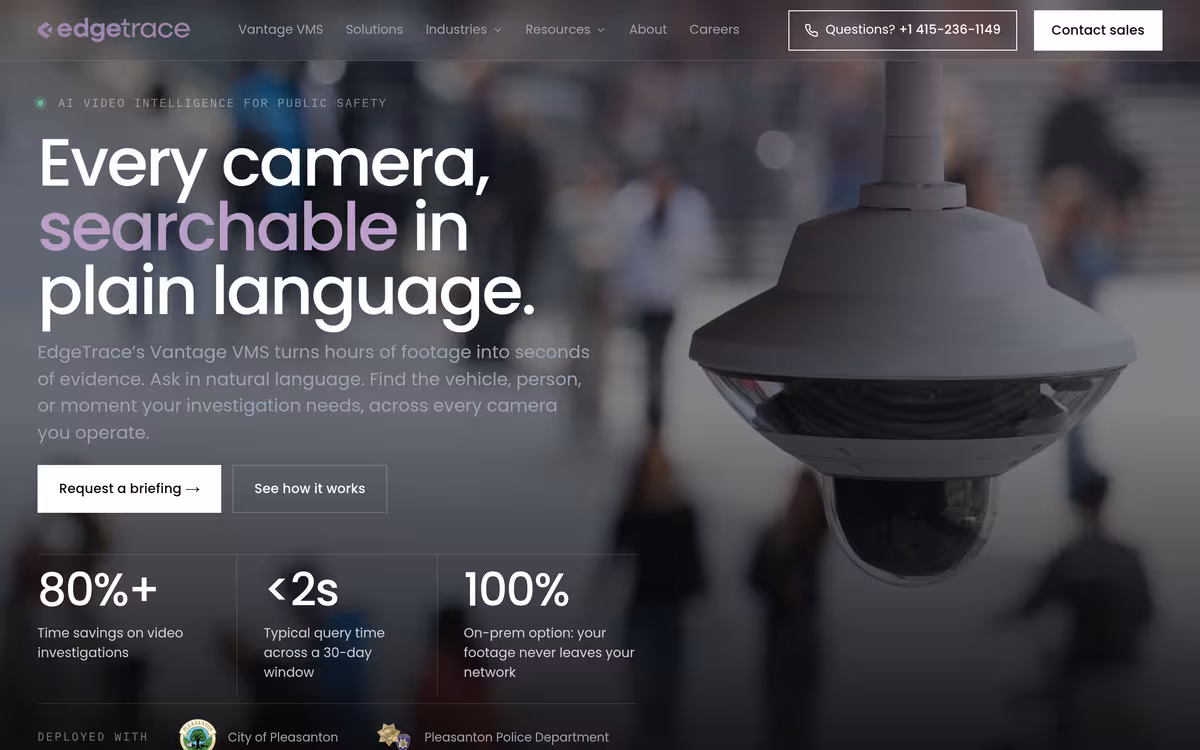 EdgeTrace homepage screenshot