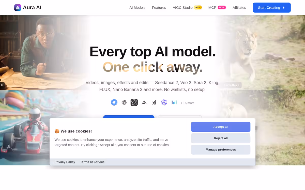 Aura AI homepage screenshot