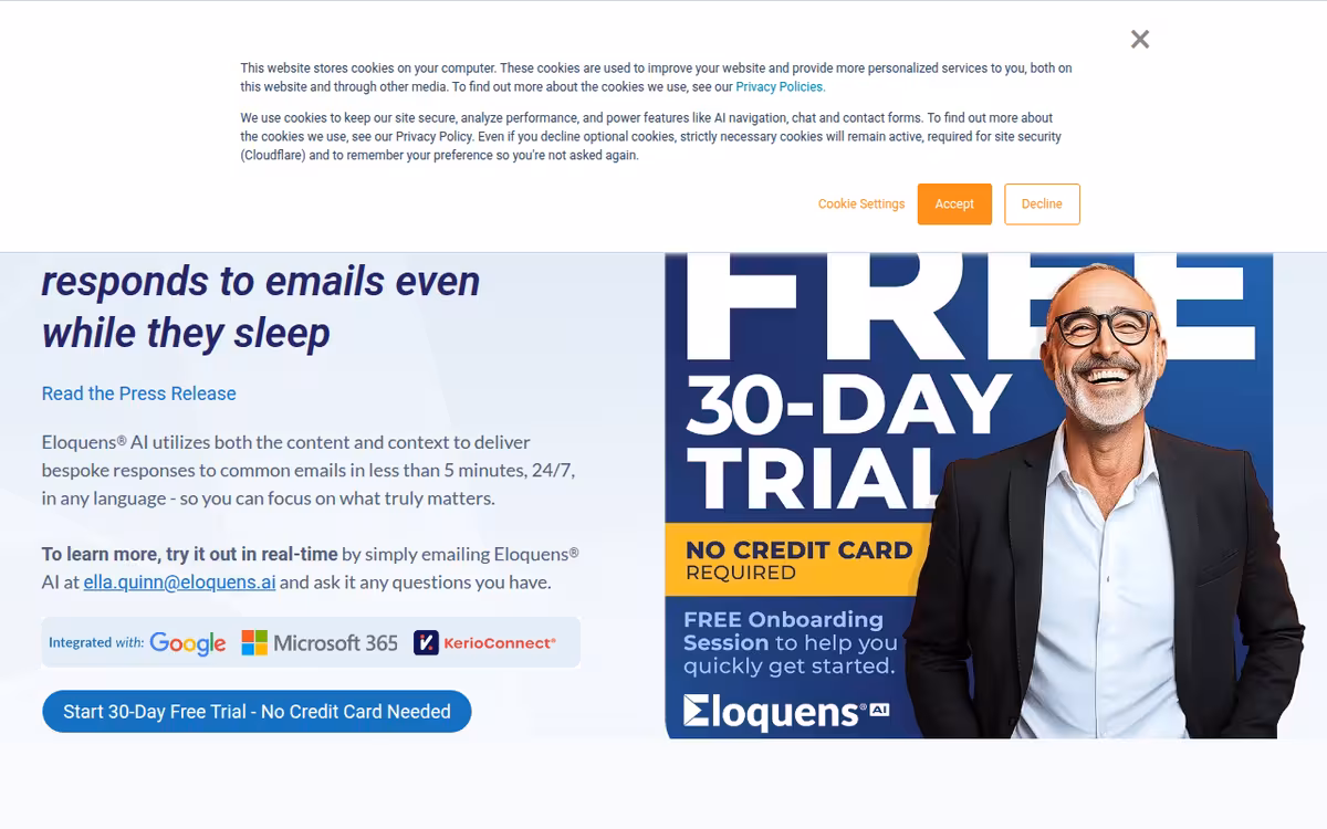 Eloquens AI homepage screenshot