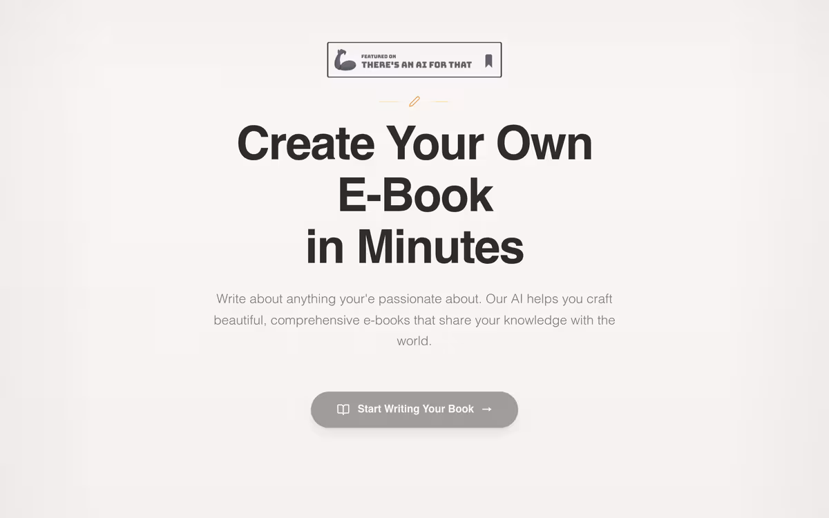 AI E-books homepage screenshot