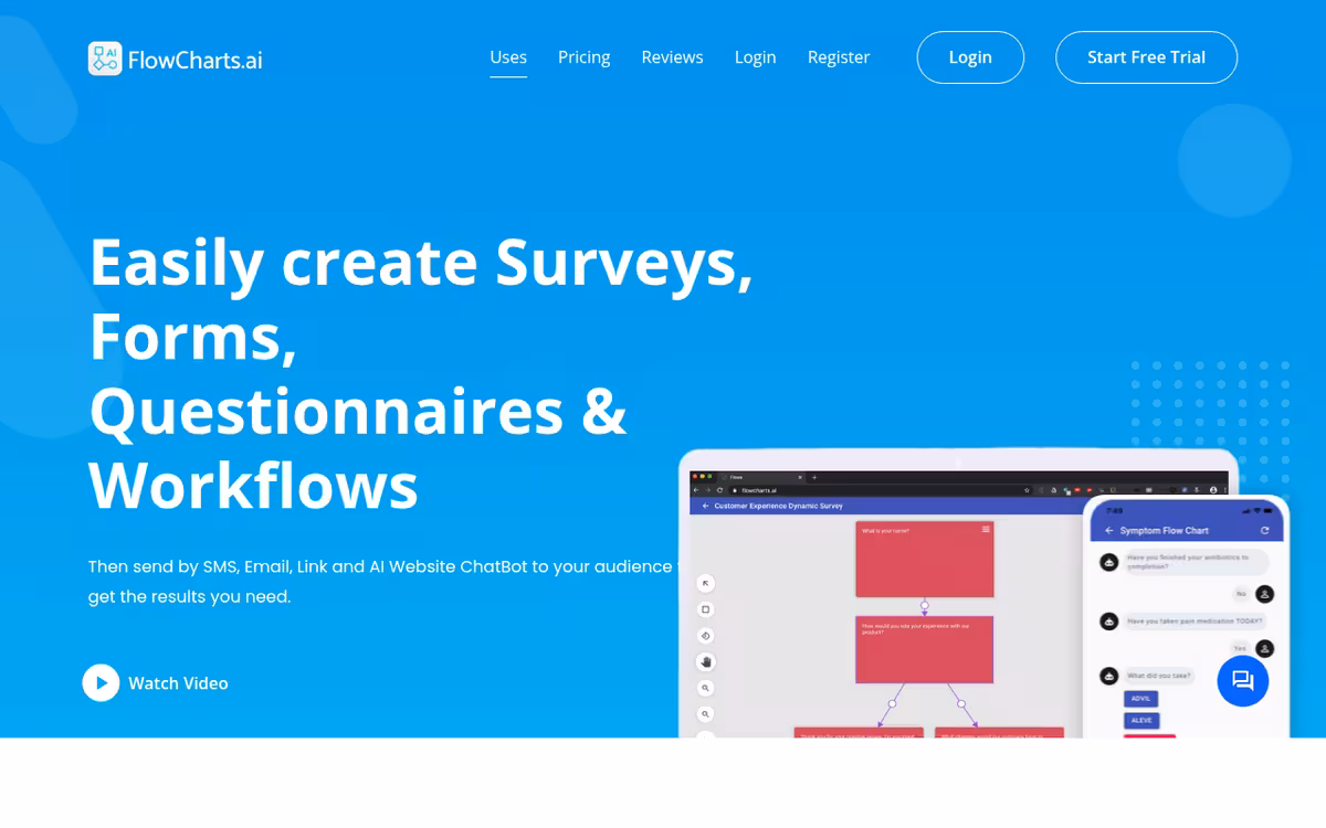 FlowCharts.ai homepage screenshot