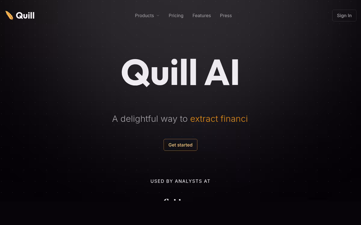 QuillAI homepage screenshot