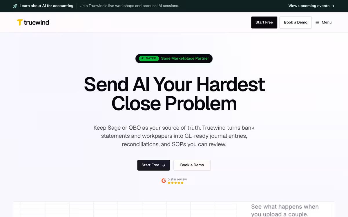 Truewind homepage screenshot