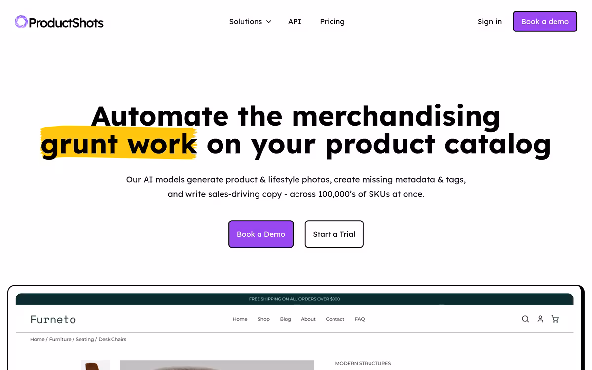 ProductShots homepage screenshot