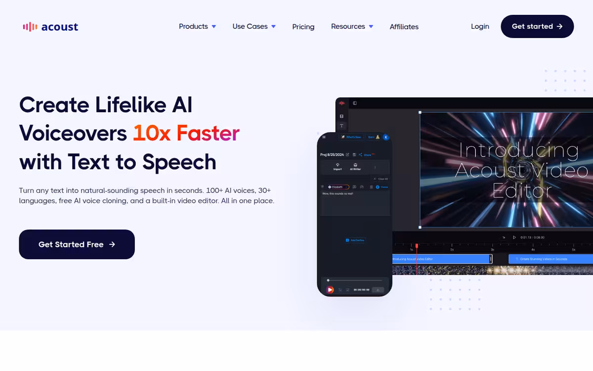 Acoust homepage screenshot