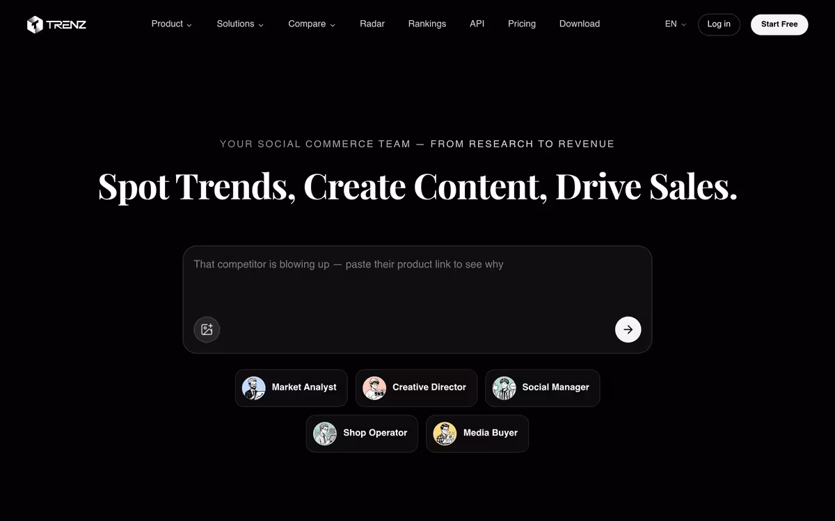 Trenz homepage screenshot