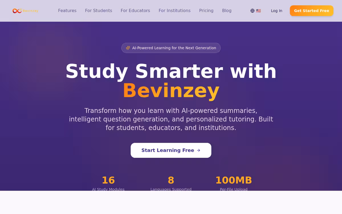 Bevinzey homepage screenshot