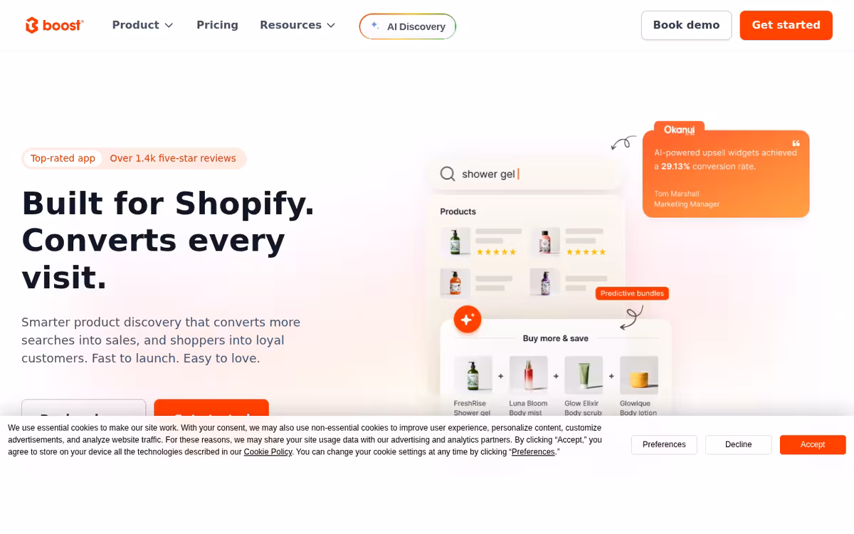 Boost Commerce homepage screenshot