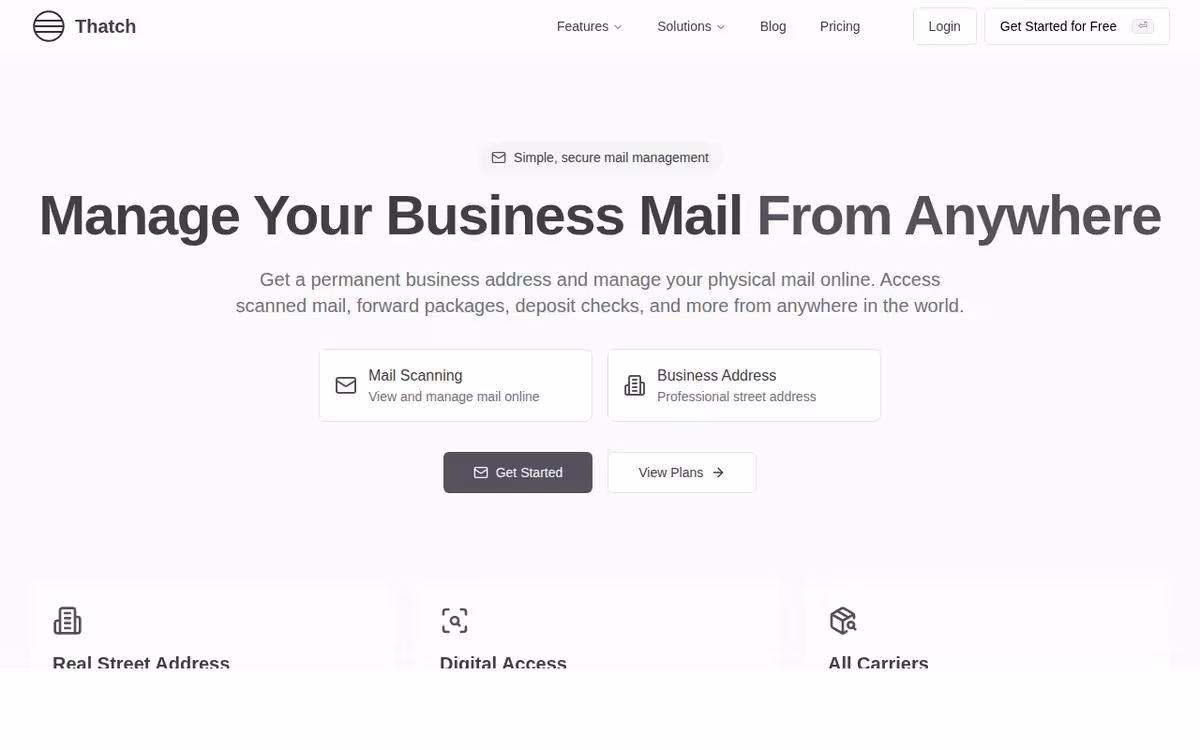Thatch homepage screenshot