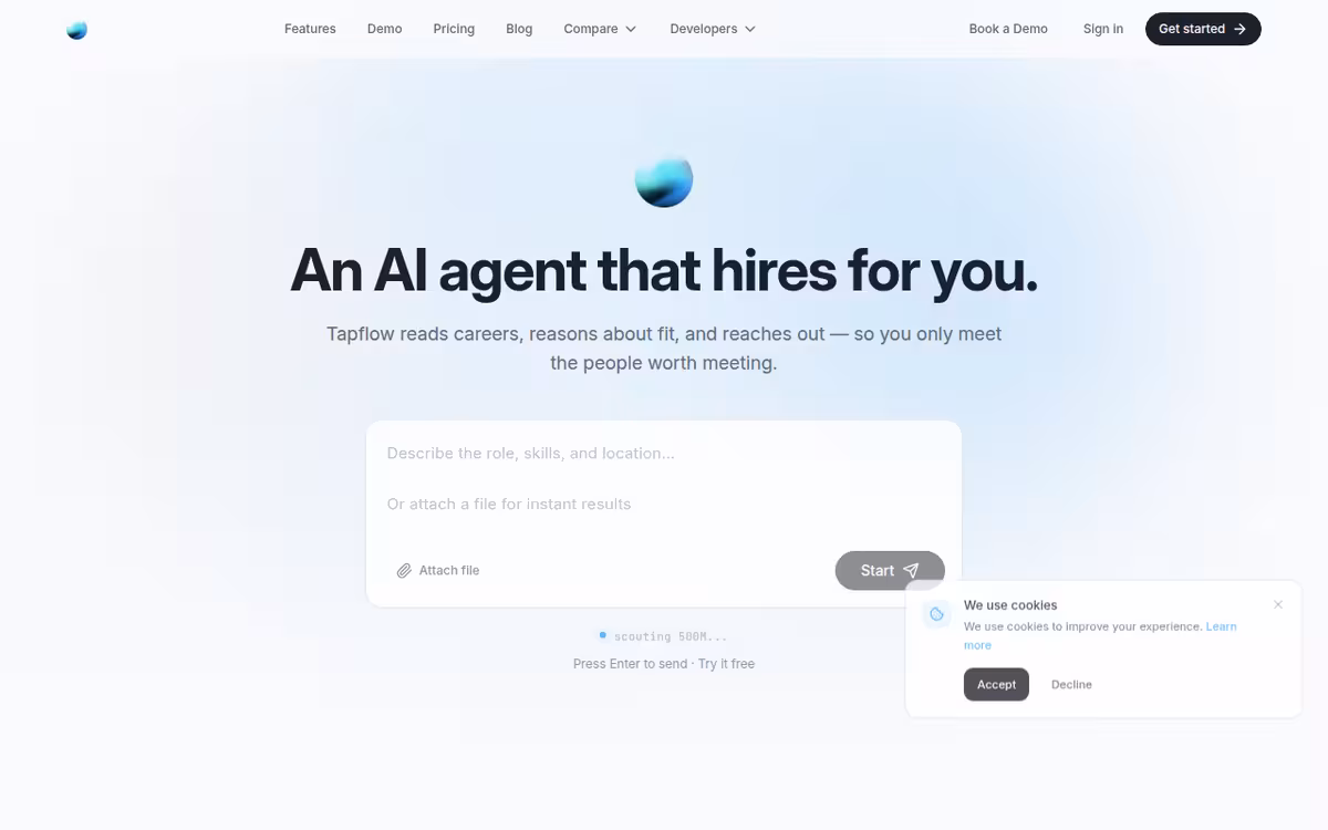 Tapflow homepage screenshot