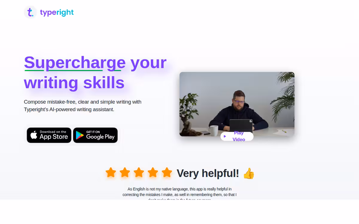 Typeright homepage screenshot