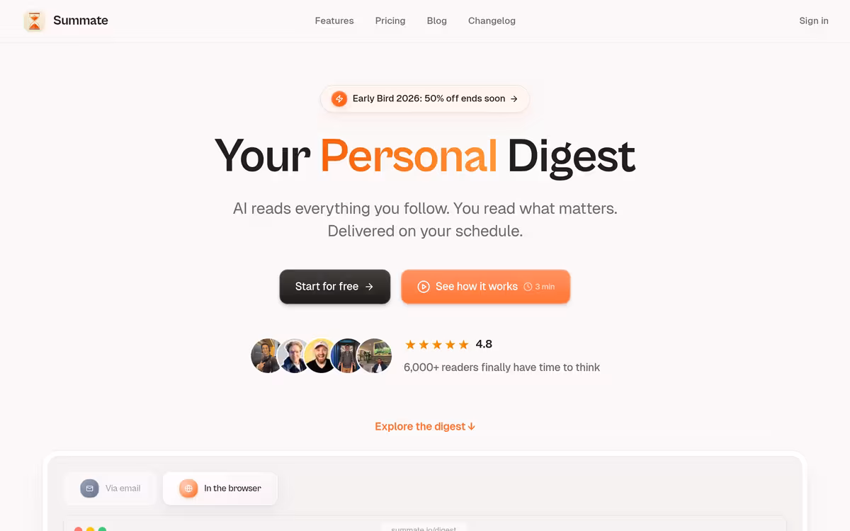 summate.io homepage screenshot