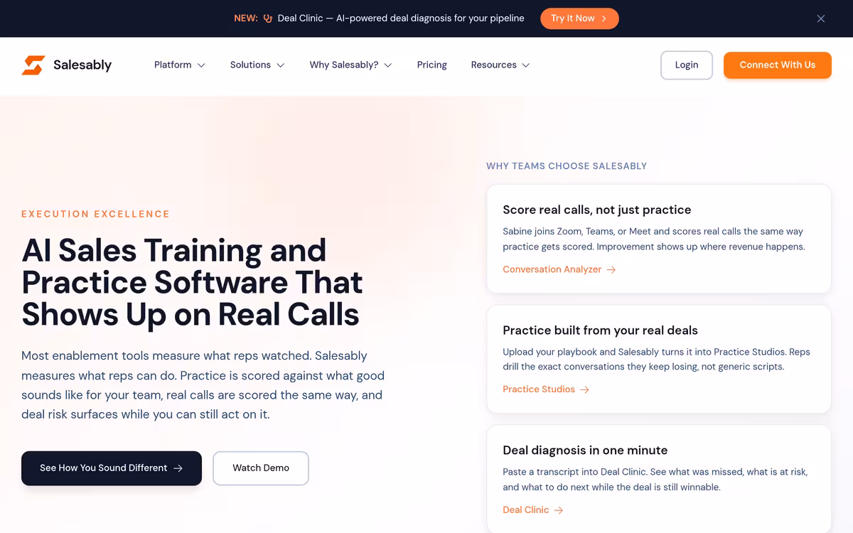 Salesably homepage screenshot