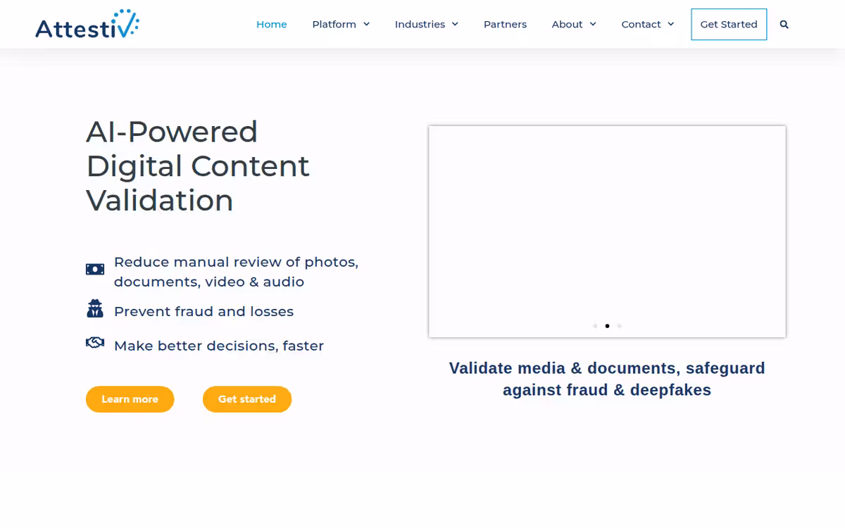 Attestiv homepage screenshot