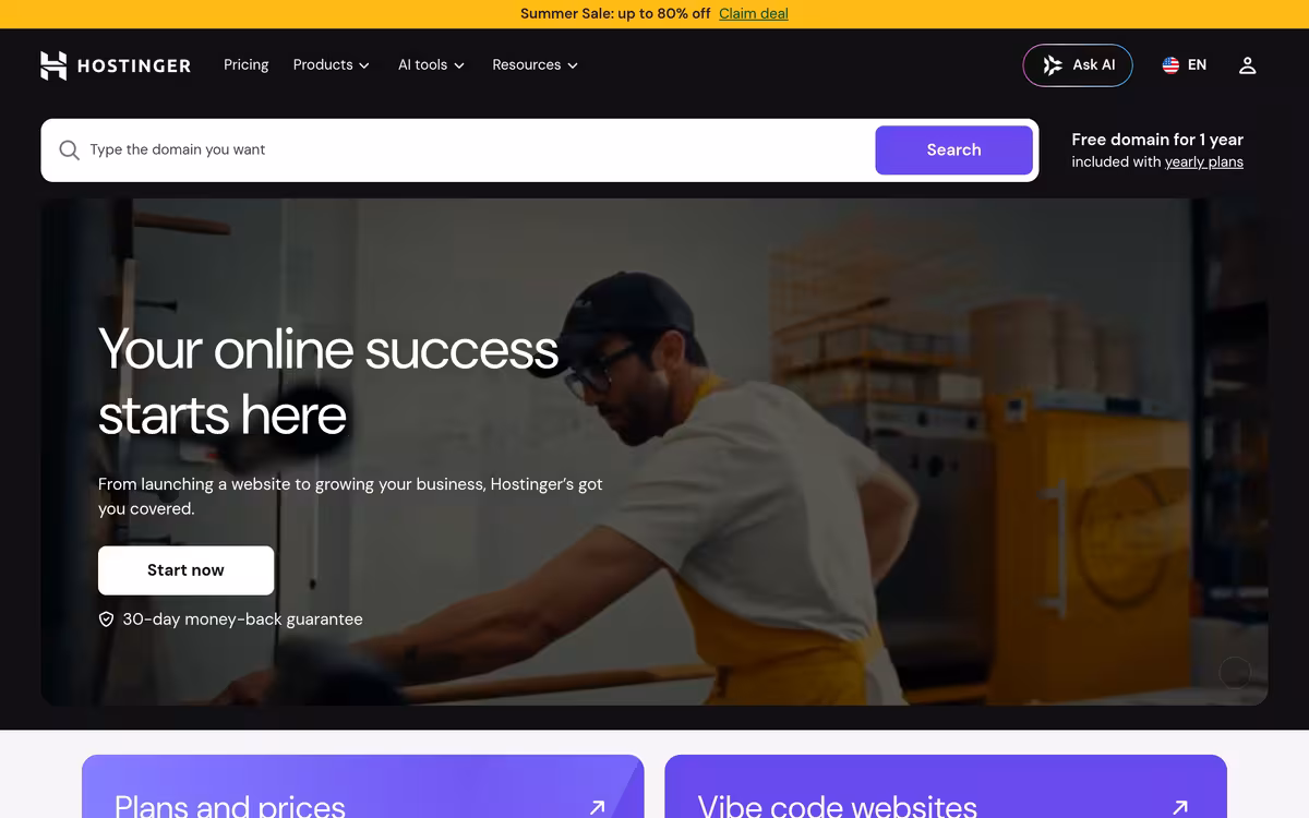 Hostinger homepage screenshot