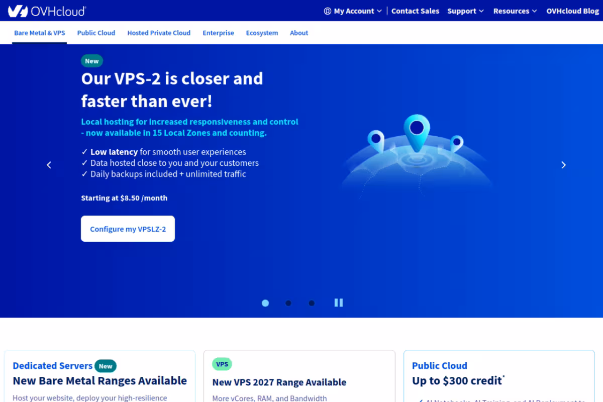 OVHcloud homepage screenshot