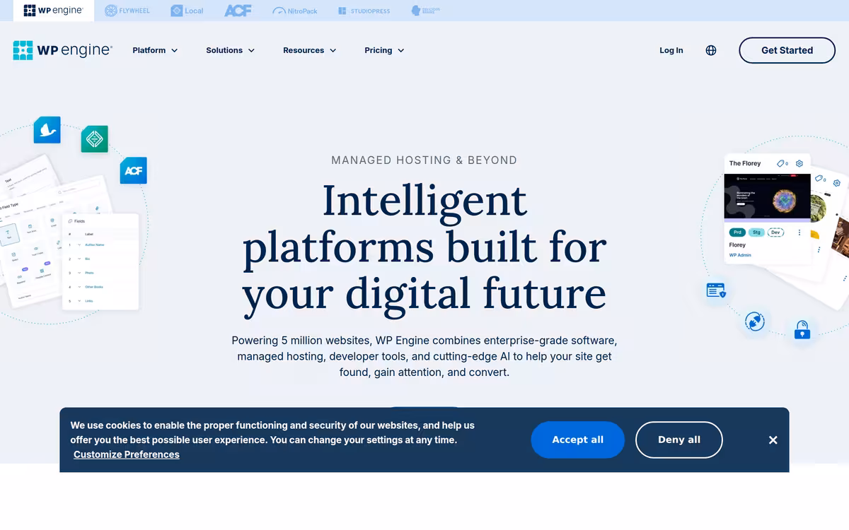 WP Engine homepage screenshot