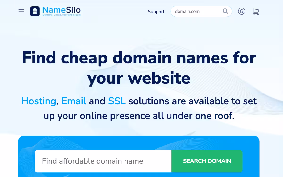 NameSilo homepage screenshot