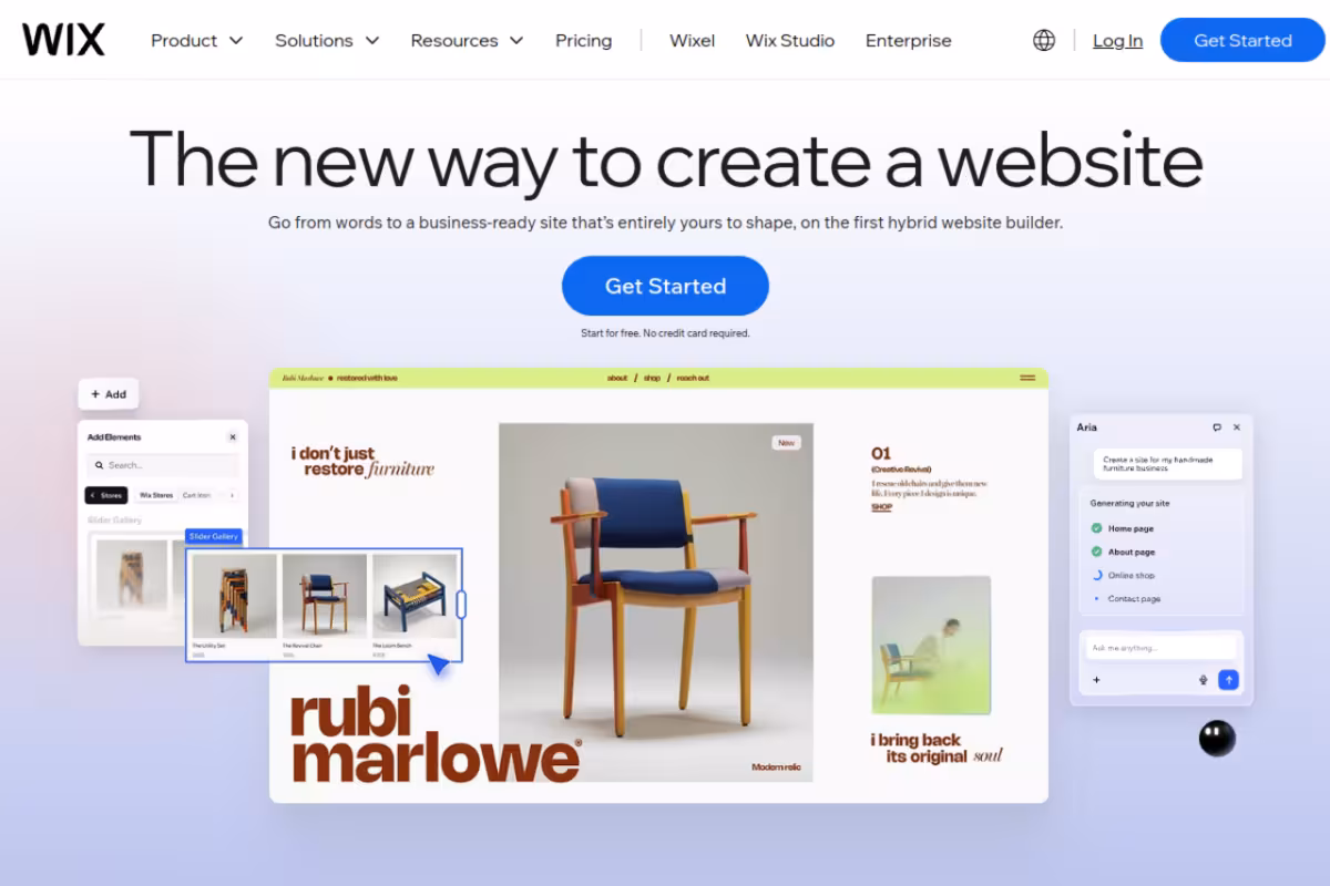 Wix homepage screenshot