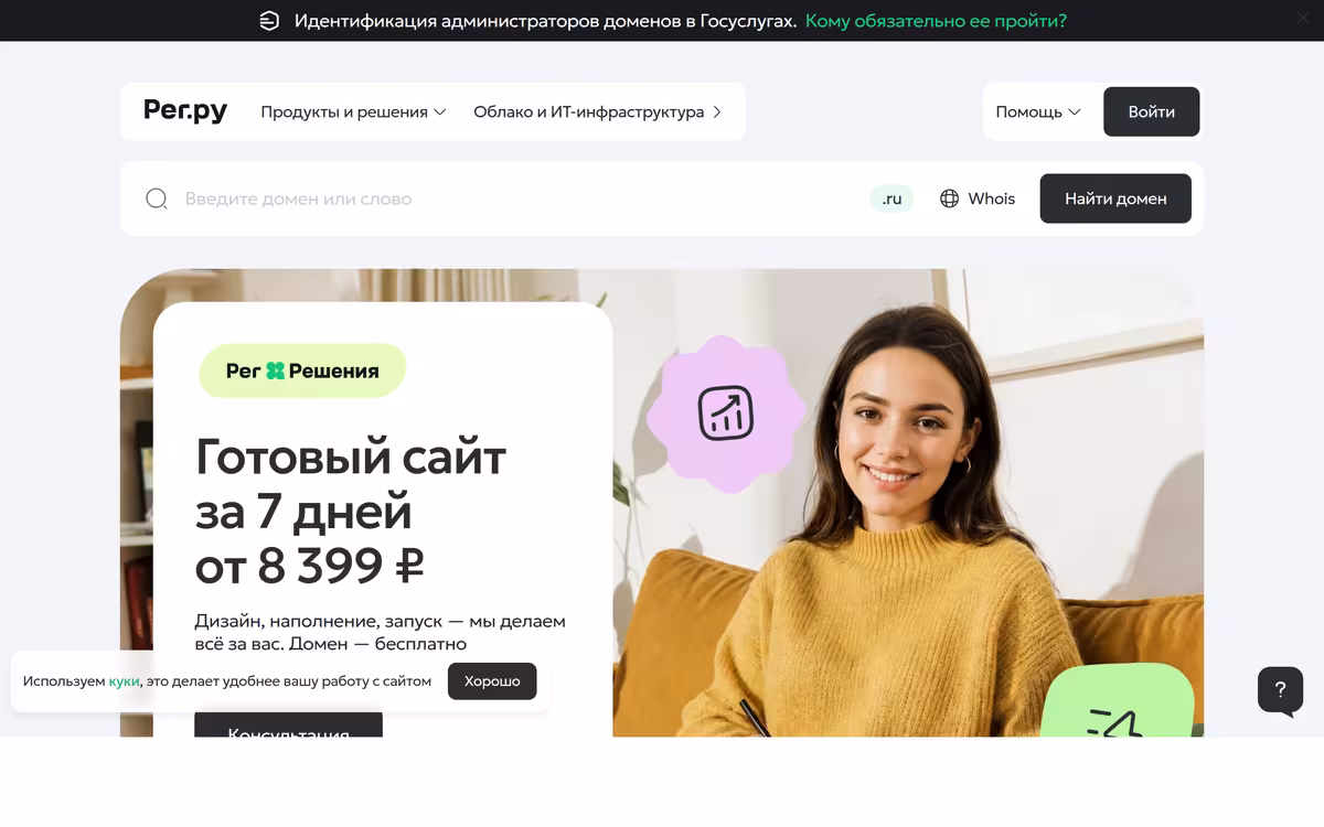 REG.RU homepage screenshot