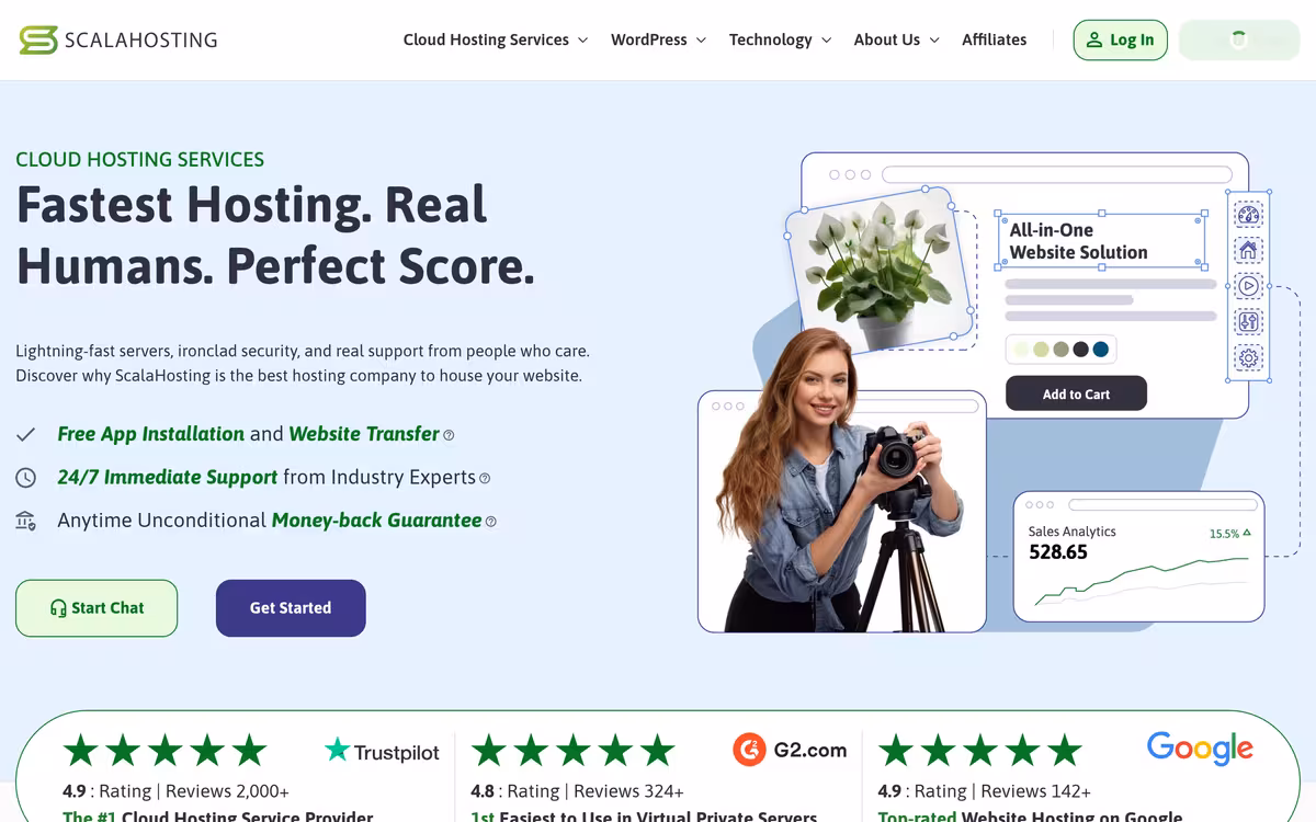 ScalaHosting homepage screenshot
