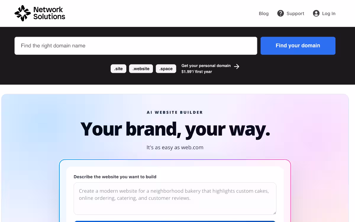 Web.com homepage screenshot