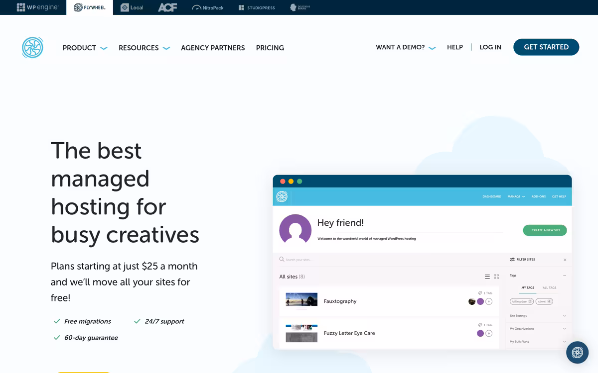 Flywheel homepage screenshot