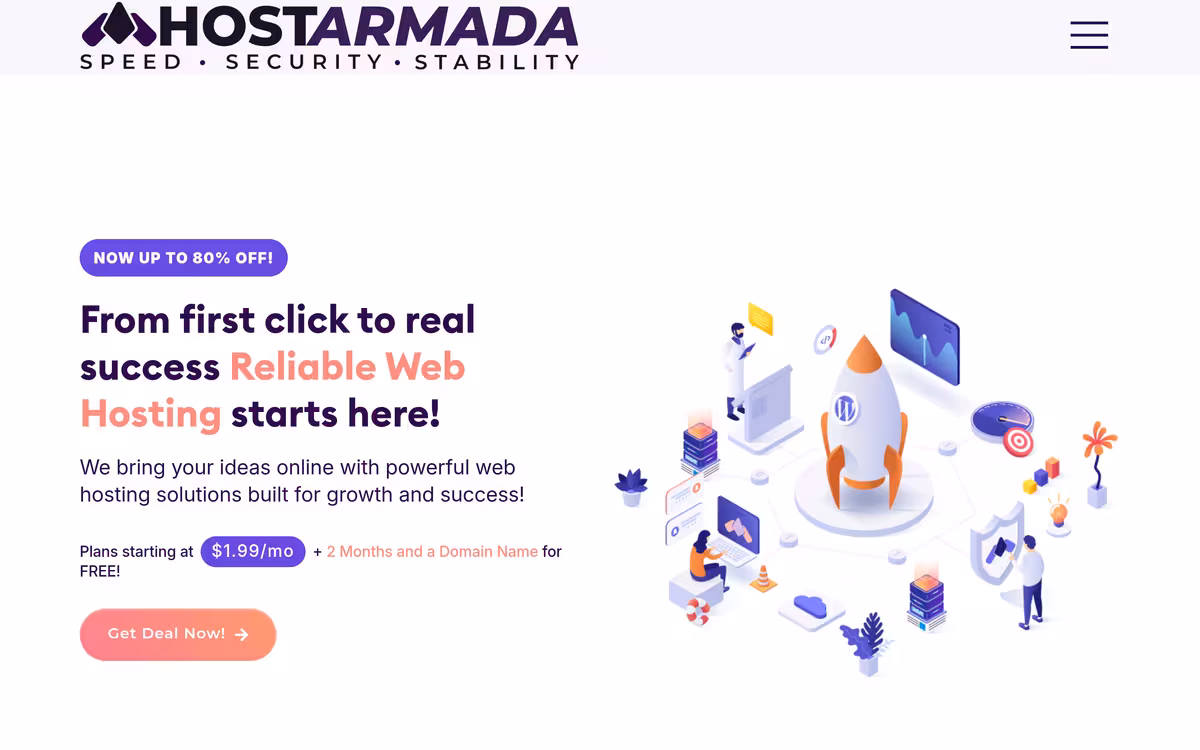 HostArmada homepage screenshot