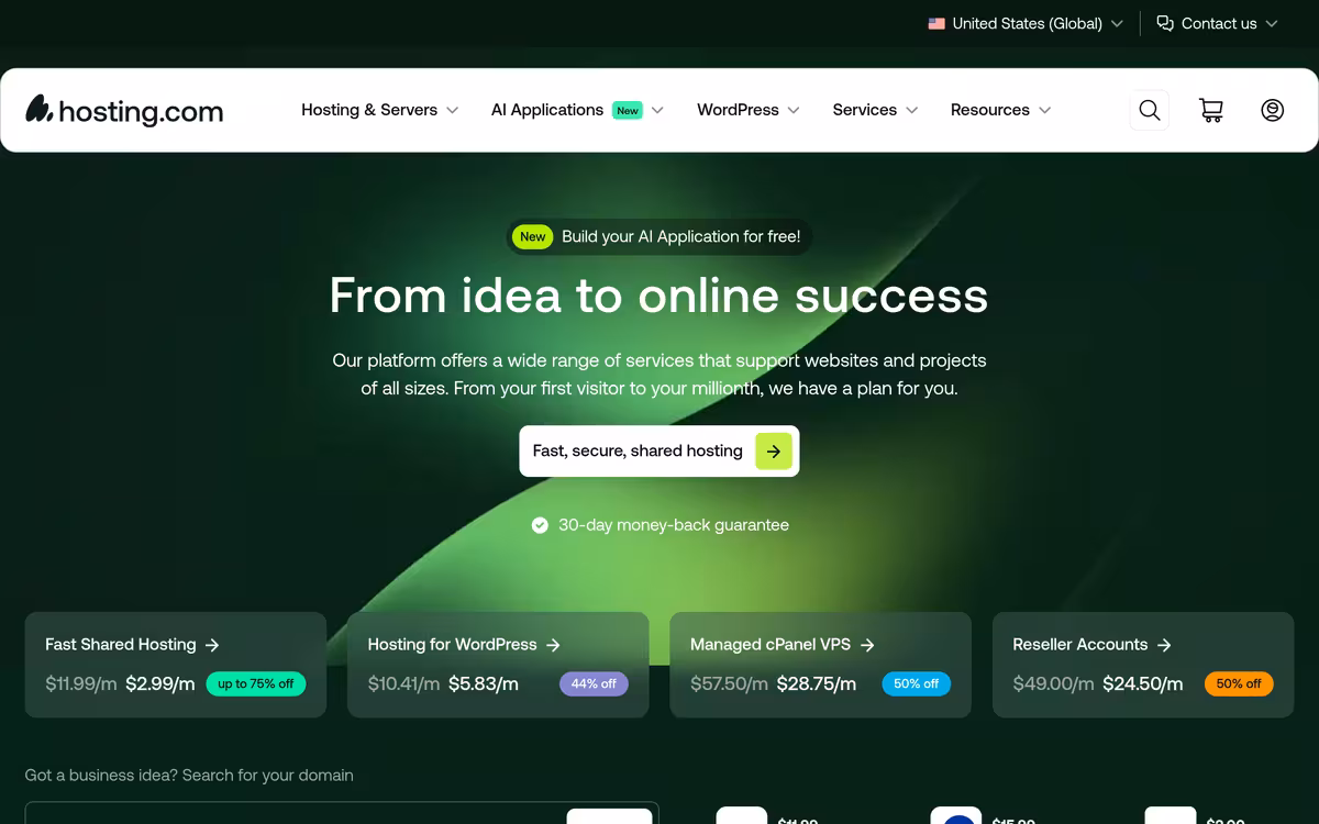 A2 Hosting homepage screenshot