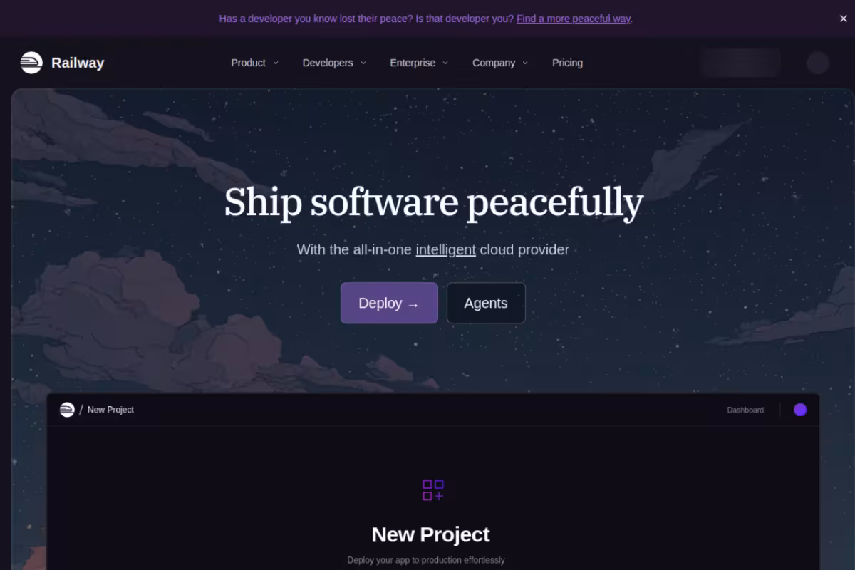 Railway homepage screenshot