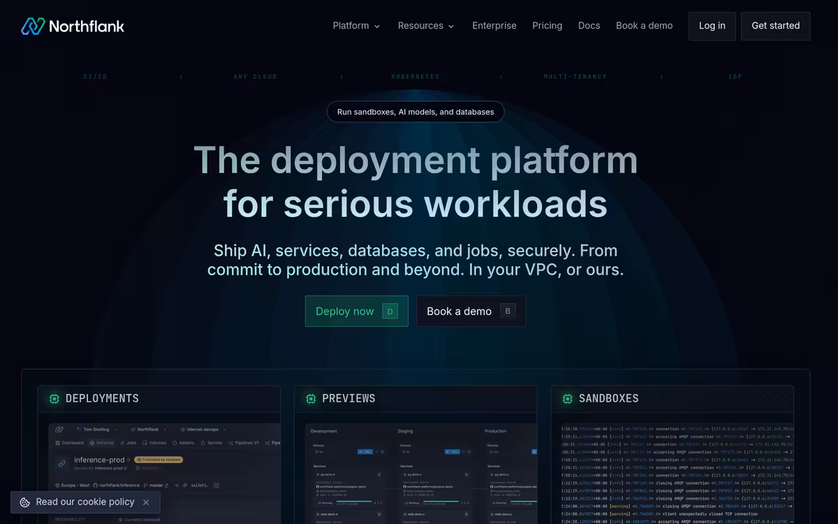 Northflank homepage screenshot
