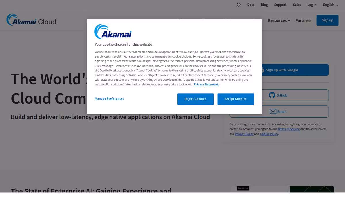 Linode (Akamai Cloud) homepage screenshot