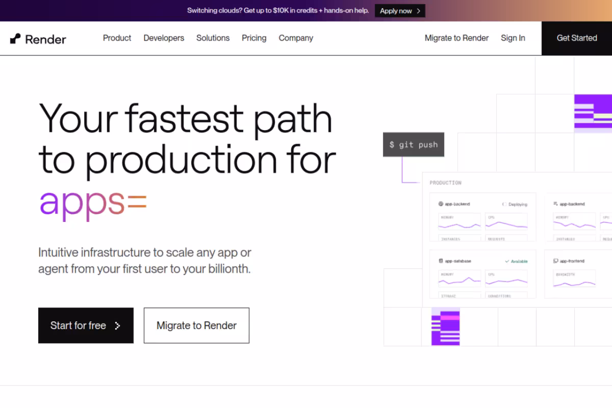 Render homepage screenshot