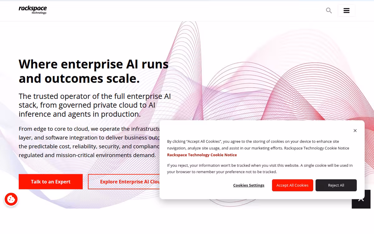 Rackspace homepage screenshot