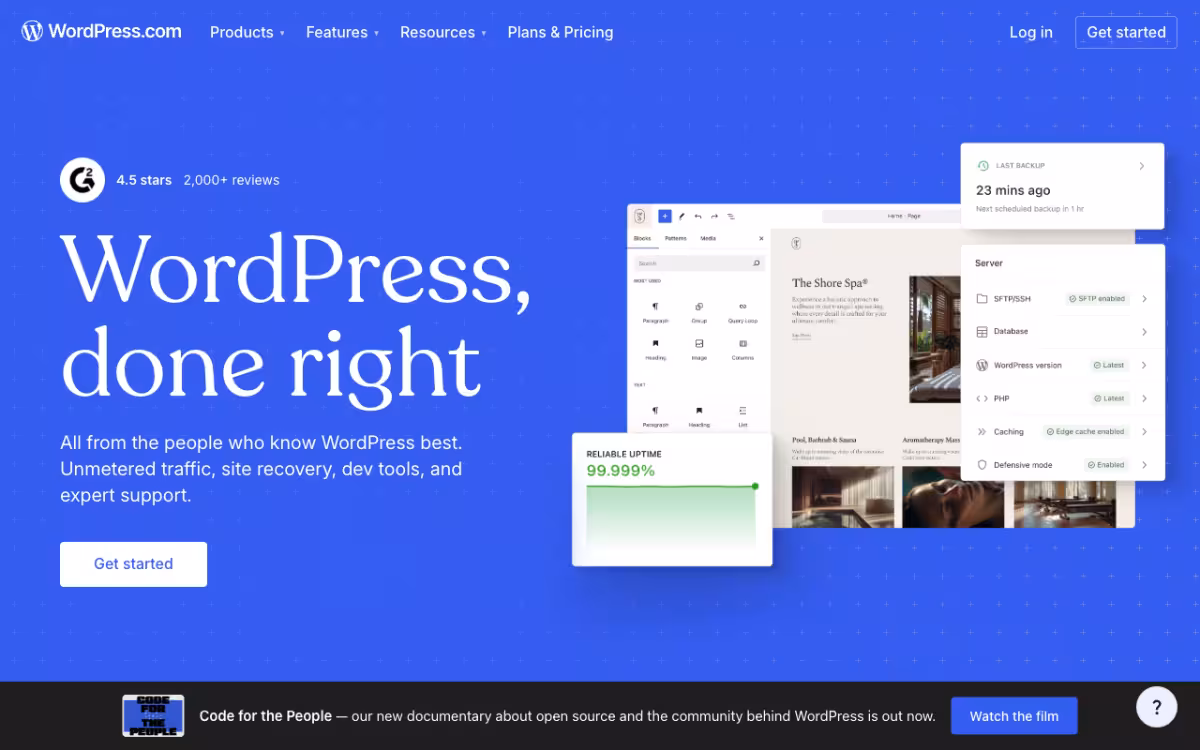 WordPress.com homepage screenshot