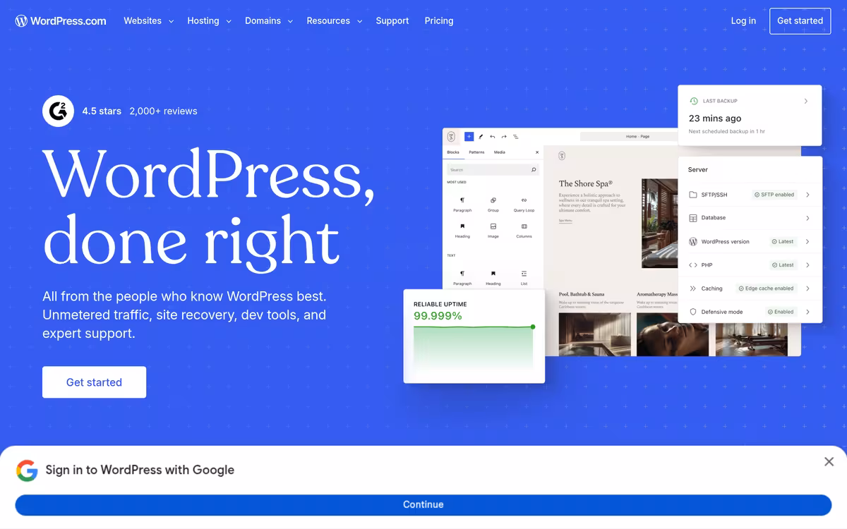 WordPress.com homepage screenshot