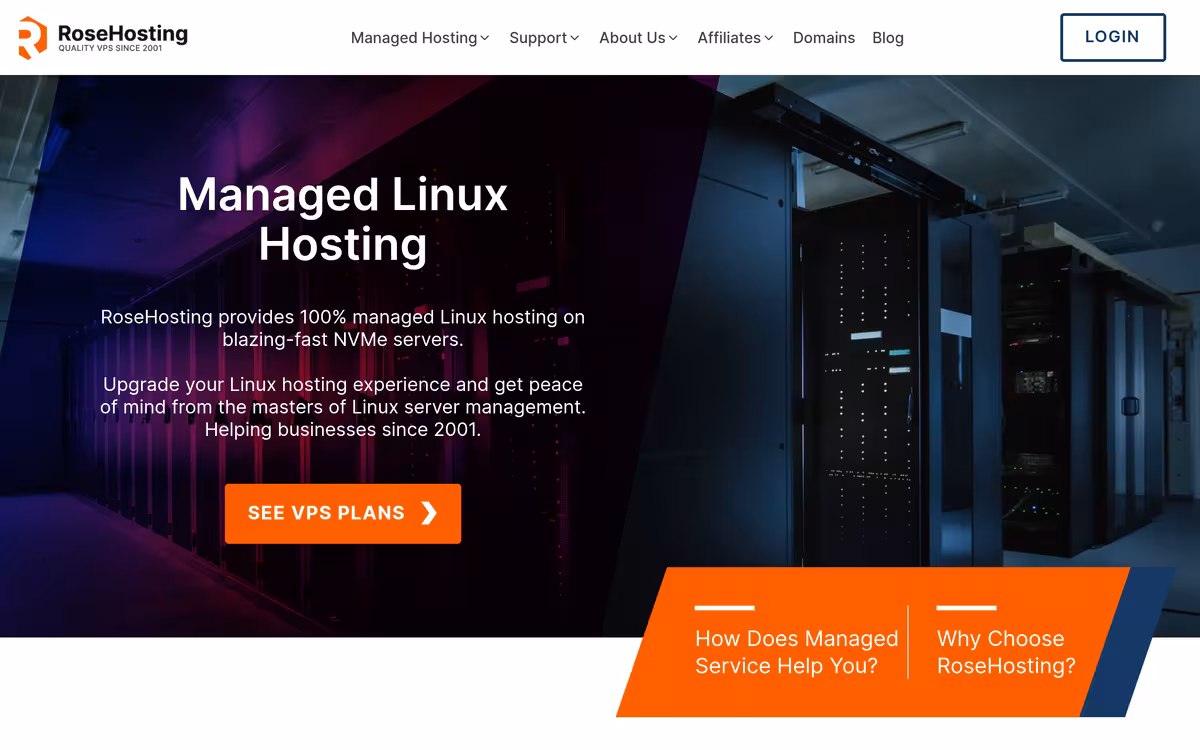 RoseHosting homepage screenshot