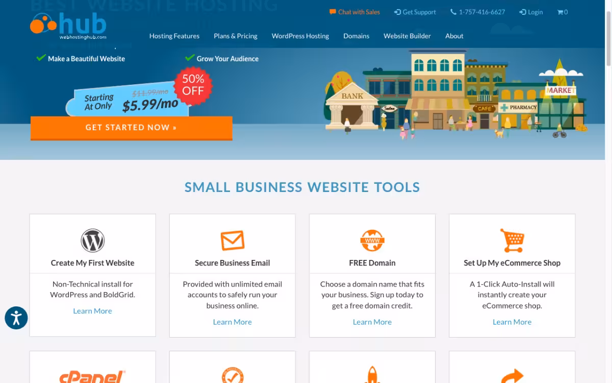 Web Hosting Hub homepage screenshot
