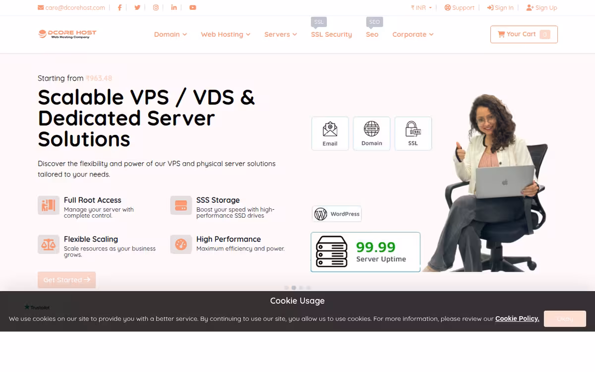 DCore Host homepage screenshot