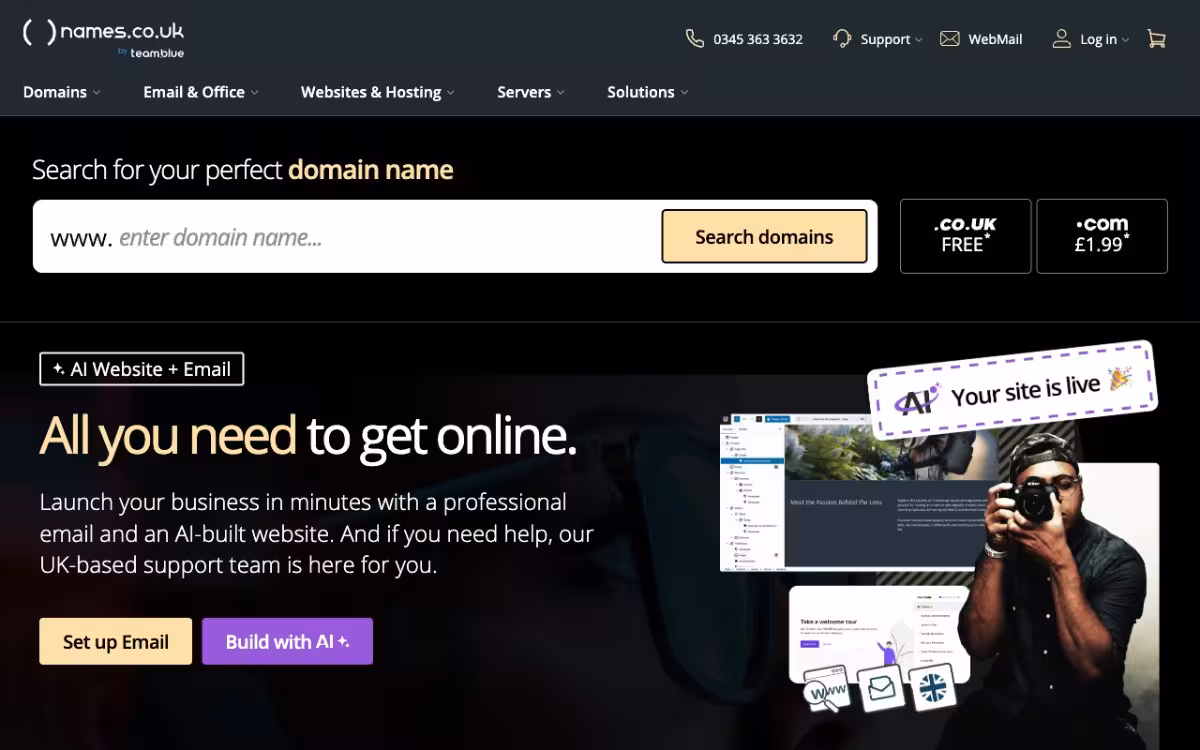 names.co.uk homepage screenshot
