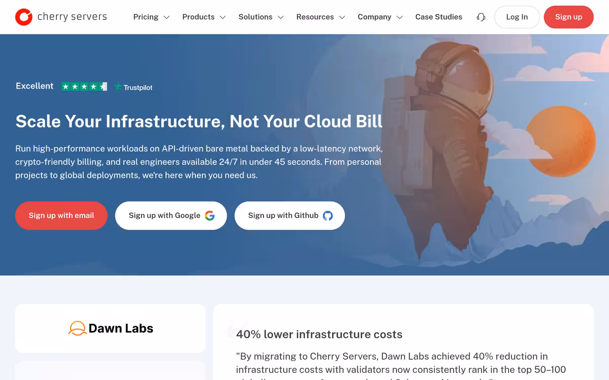 Cherry Servers homepage screenshot