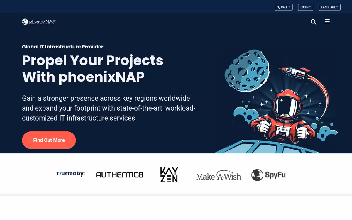 phoenixNAP homepage screenshot