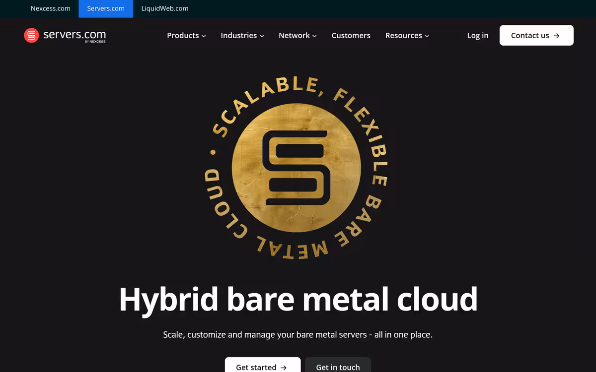 Servers.com homepage screenshot