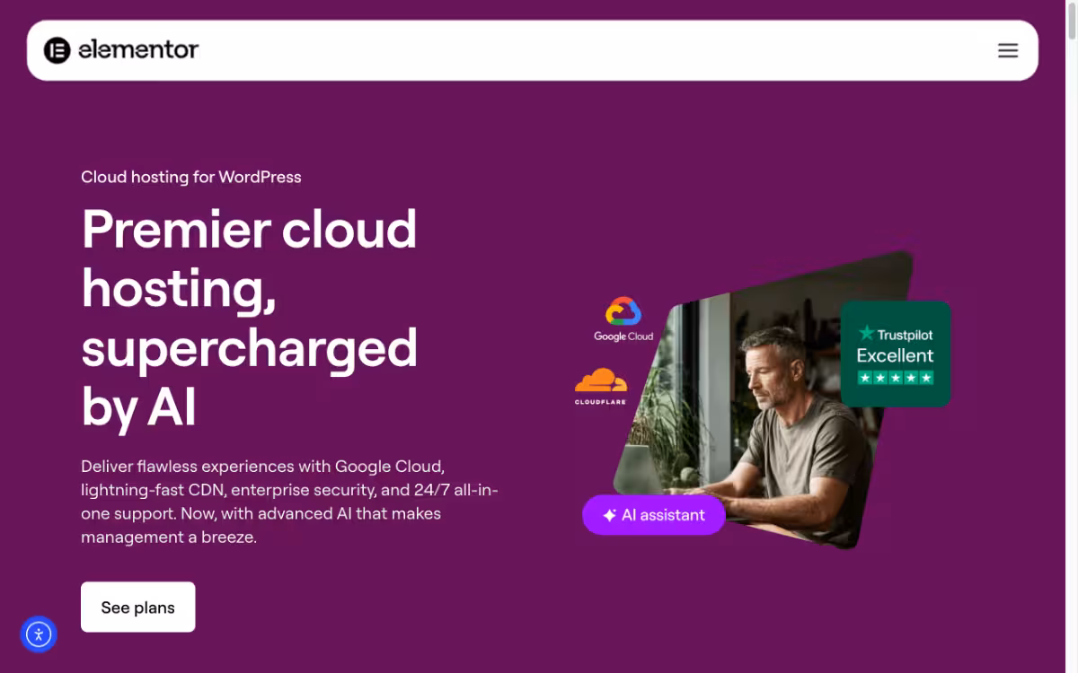 Elementor Hosting homepage screenshot