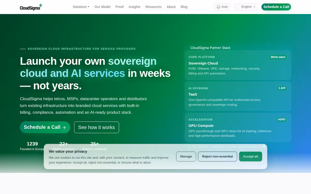 CloudSigma homepage screenshot