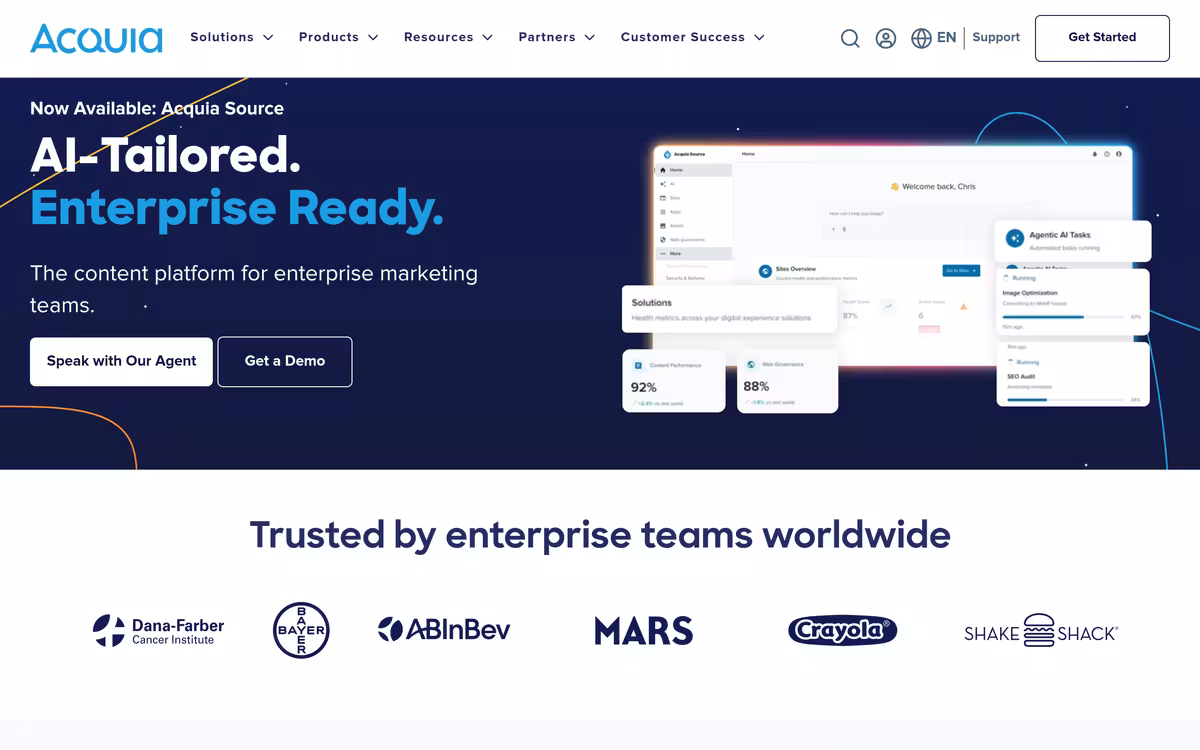 Acquia homepage screenshot